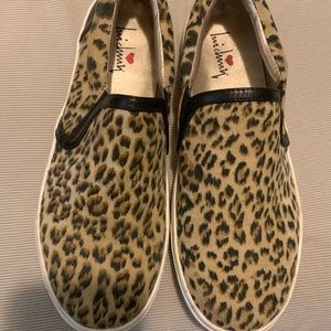 Leopard print slip ons